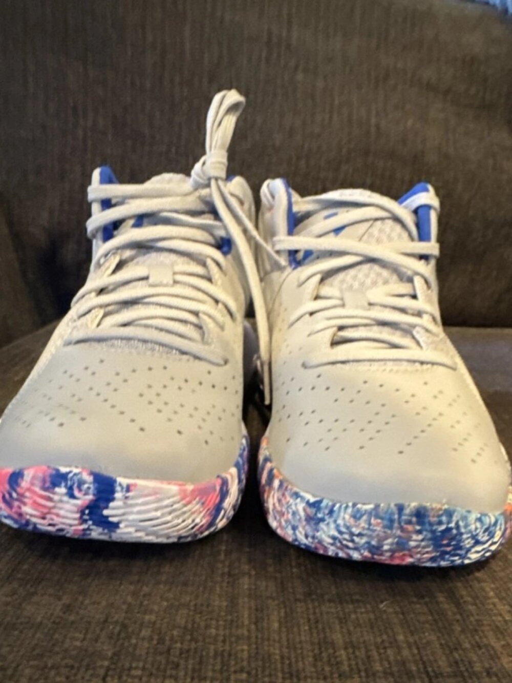 Under Armour UA Jet '21 Basketball Sneakers Gray Blue Pink 3024260-109
